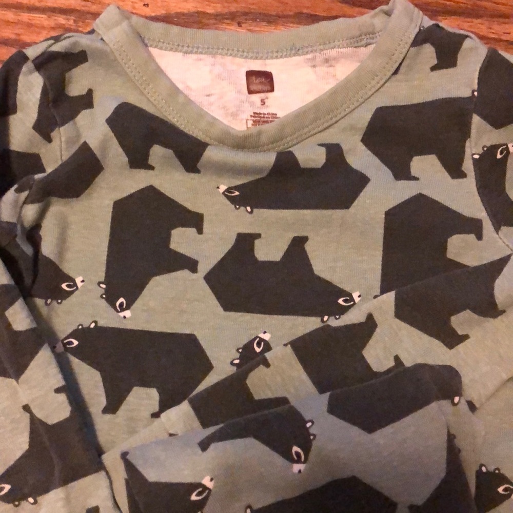 Tea Collection size 5 green bear pajama set